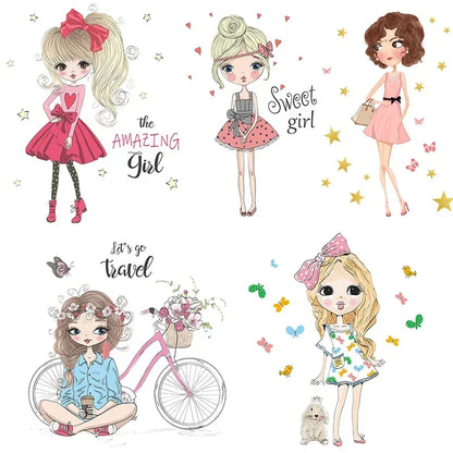 Sweet Girl Wall Stickers Girls Room Bedroom Wall Decor Vinyl Wallpaper Living Room Home Decor Nursery Cartoon Stickers Murals