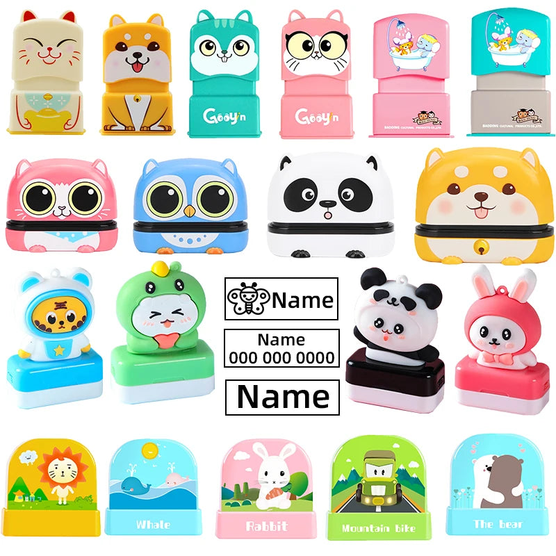 Children'S Name Seal Custom Student'S Name Stamp Kindergarten Clothes Waterproof Name Sticker Kawaii Montessori Stamp Gift