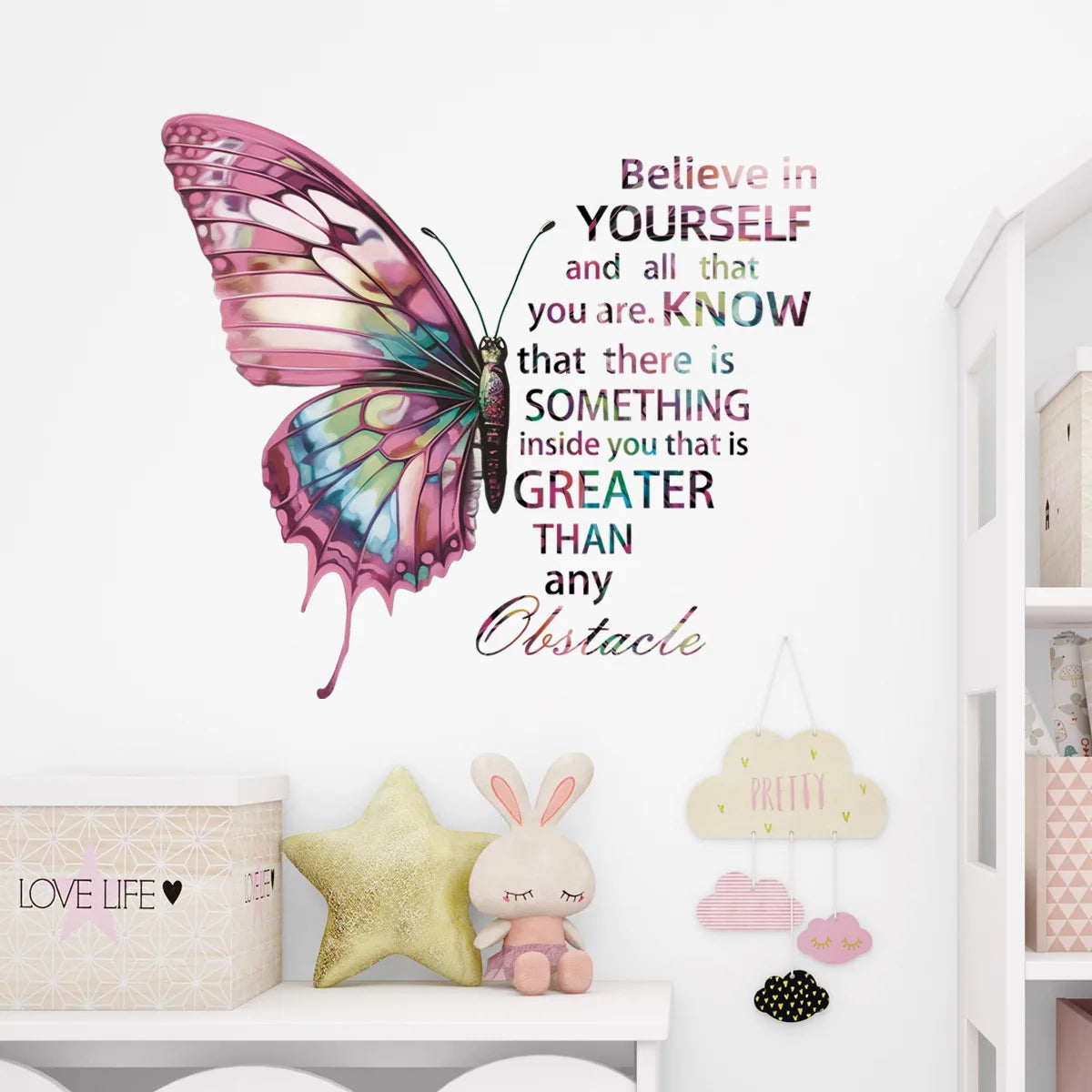 Purple Butterfly Wall Stickers for Bedroom Living Room Decoration Girls Room Wall Decals Daughter Room Wallpaper PVC Murals