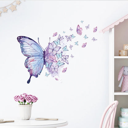 Purple Butterfly Wall Stickers for Bedroom Living Room Decoration Girls Room Wall Decals Daughter Room Wallpaper PVC Murals