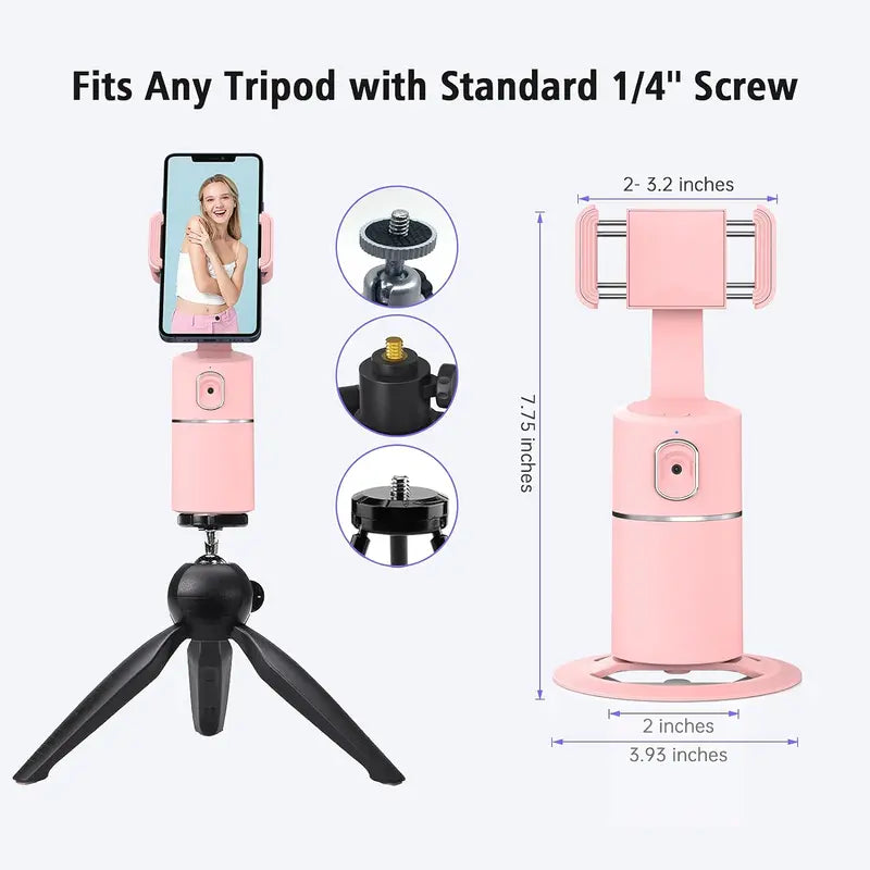 Auto Face Tracking Tripod, No App Required, 360° Rotation Face Body Phone Tracking Tripod Smart Shooting Camera Mount for Live Vlog Streaming Video, Rechargeable Battery