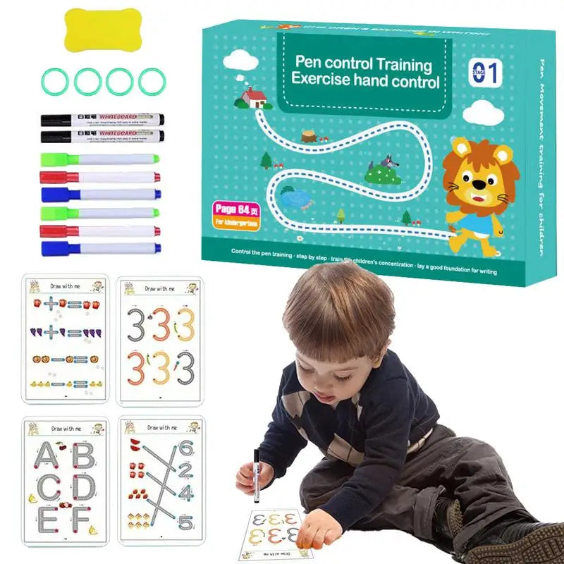 Children Drawing Reusable Practice Workbook Scribble Smart Workbook Control Training Book Education Stationery for Toddler Kids